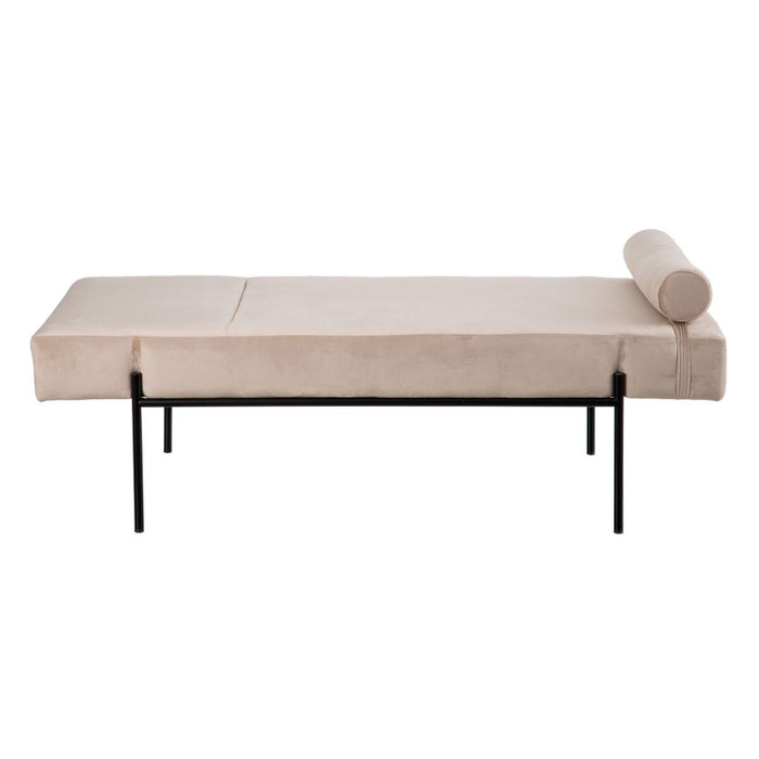 Canapea Șezlong 140 x 59 x 42 cm Bej Metal Lemn