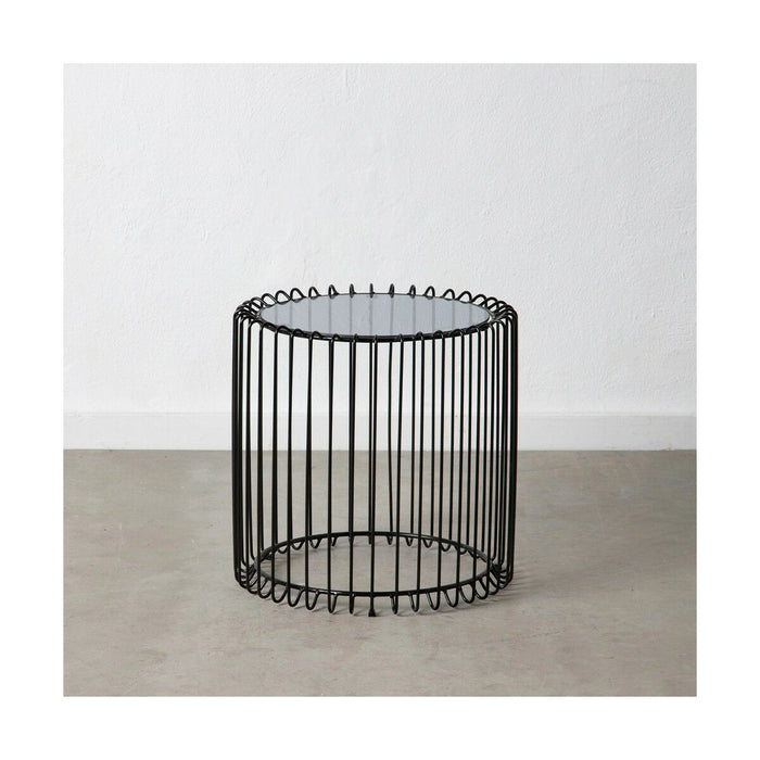 Masa laterală Geam Negru Metal 45 x 45 x 45 cm