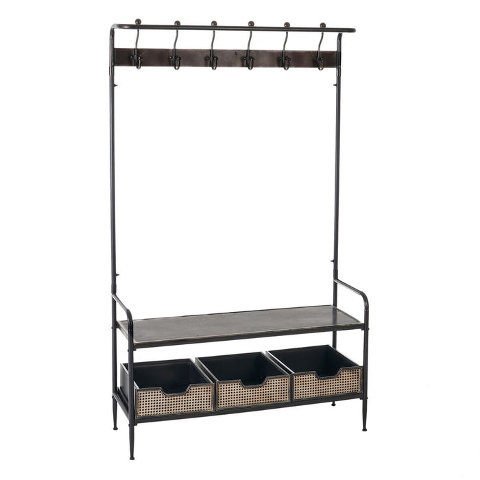 Mobilă pentru Hol cu Sertare BRICK Suport de haine Maro Negru Fier 111 x 37 x 185 cm