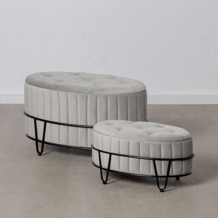 Puff 80 x 80 x 46 cm Țesut Sintetic Gri Metal