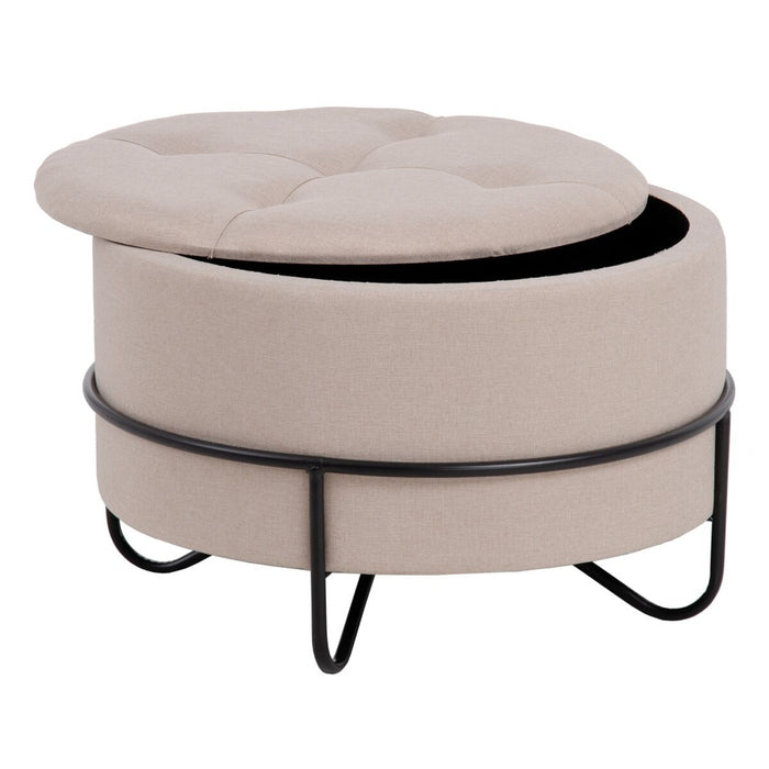 Puff 63 x 63 x 41 cm Țesut Sintetic Bej Metal