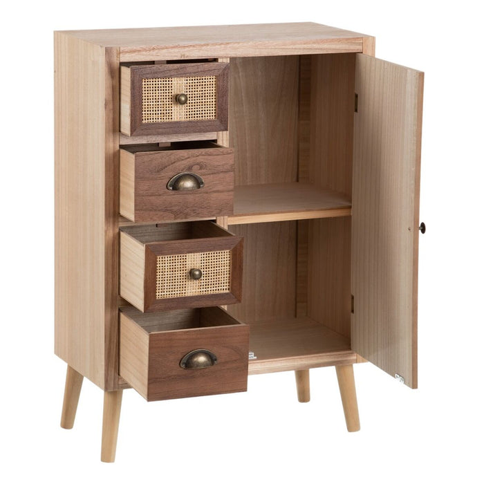 Servantă SASHA 60 x 30 x 85 cm Natural Lemn Crem Ratan