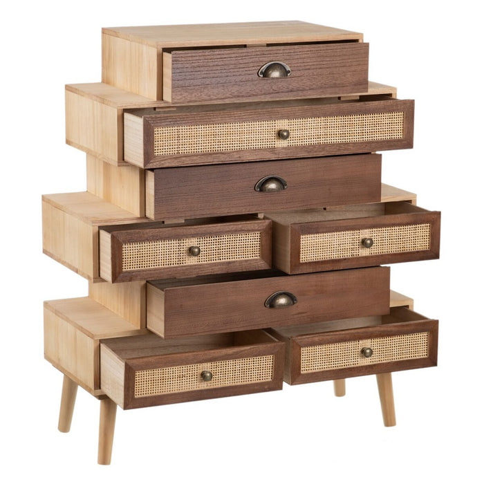 Mobilă pentru Hol cu Sertare SASHA 80 x 33 x 94 cm Natural Lemn Crem Ratan