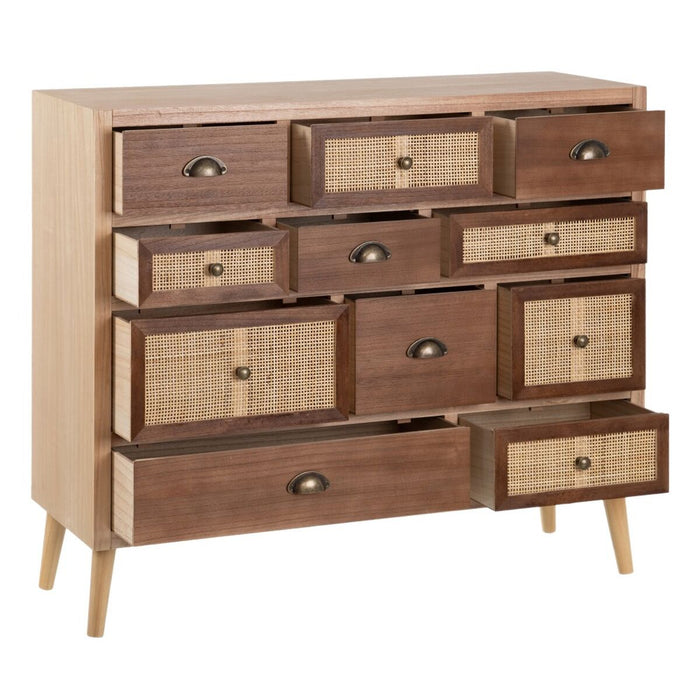 Mobilă pentru Hol cu Sertare SASHA 106 x 33 x 90 cm Natural Lemn Crem Ratan