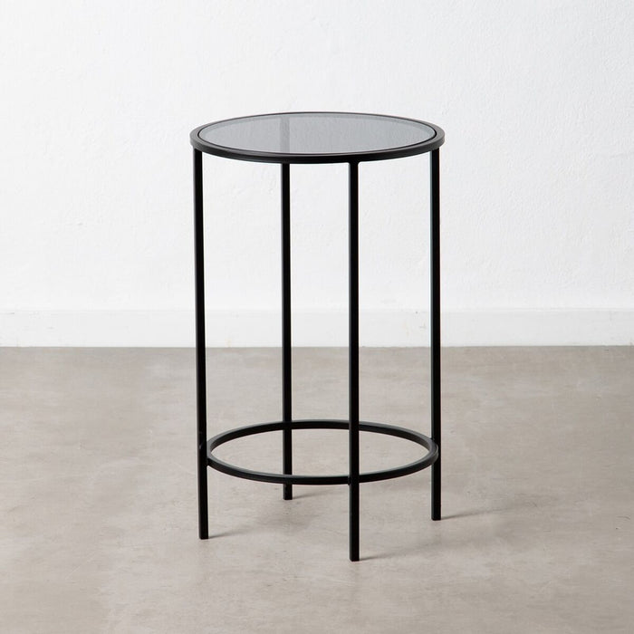 Masa laterală Geam Negru Metal 40 x 40 x 65 cm