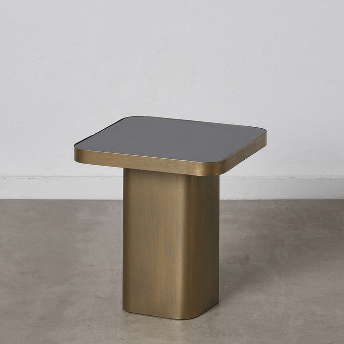 Masa laterală Geam Negru Auriu* Metal 40 x 40 x 45 cm