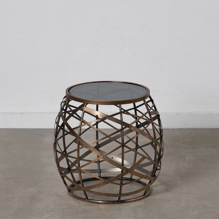 Masa laterală 42 x 42 x 40 cm Geam Gri Auriu* Metal