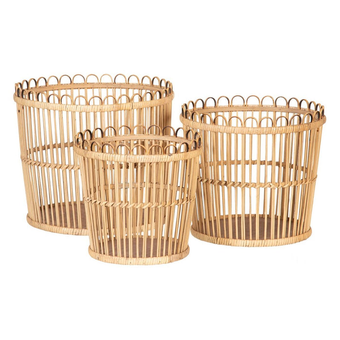 Set de Coșuri 36 x 36 x 31 cm Natural Ratan (3 Piese)