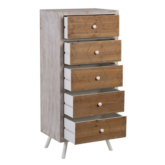 Dulap cu Sertare COUNTRY 50 x 35 x 112 cm Natural Alb Lemn de brad Lemn MDF