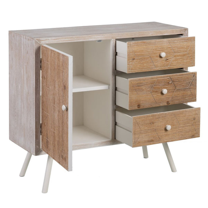 Mobilă pentru Hol cu Sertare COUNTRY 90 x 35 x 80 cm Natural Alb Lemn de brad Lemn MDF
