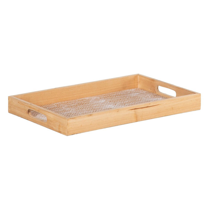 Tavă pentru gustari 45 x 31 x 5 cm Frunze Natural Lemn Ratan 3 Piese