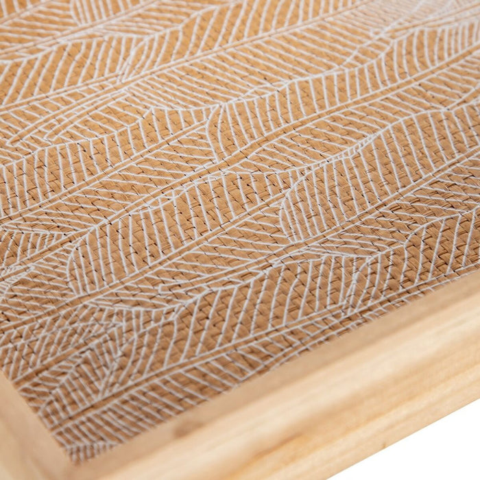 Tavă pentru gustari 45 x 31 x 5 cm Frunze Natural Lemn Ratan 3 Piese