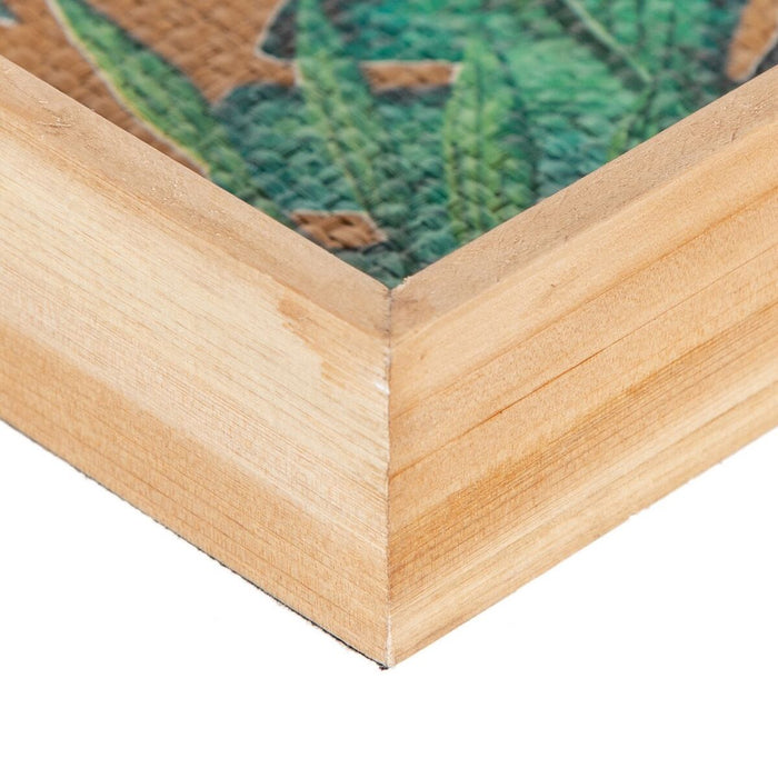 Tavă pentru gustari 45 x 31 x 5 cm Frunze Natural Lemn Ratan 3 Piese