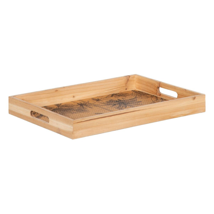 Tavă pentru gustari 45 x 31 x 5 cm Natural Lemn Ratan 3 Piese Palmier