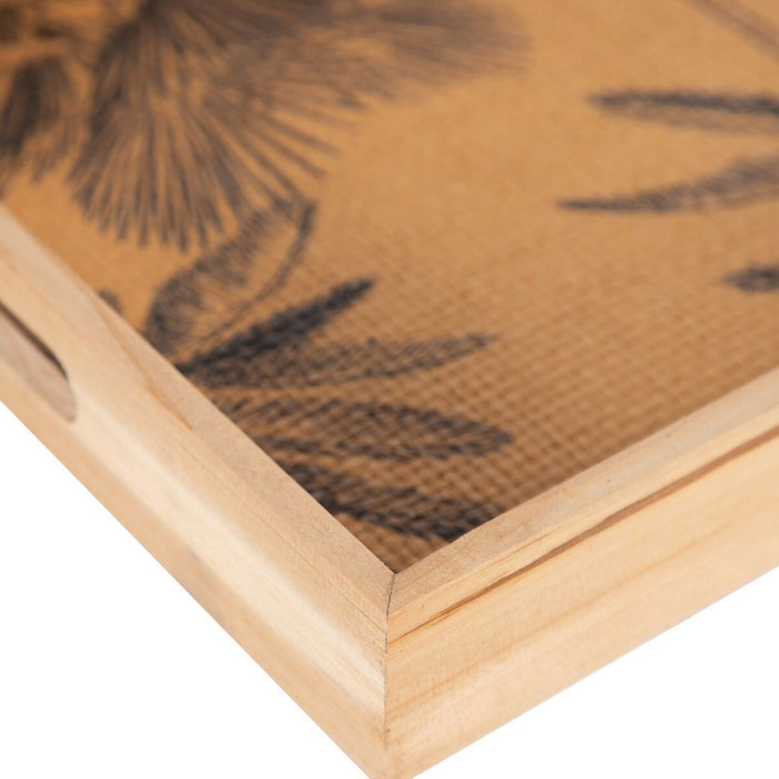 Tavă pentru gustari 45 x 31 x 5 cm Natural Lemn Ratan 3 Piese Palmier