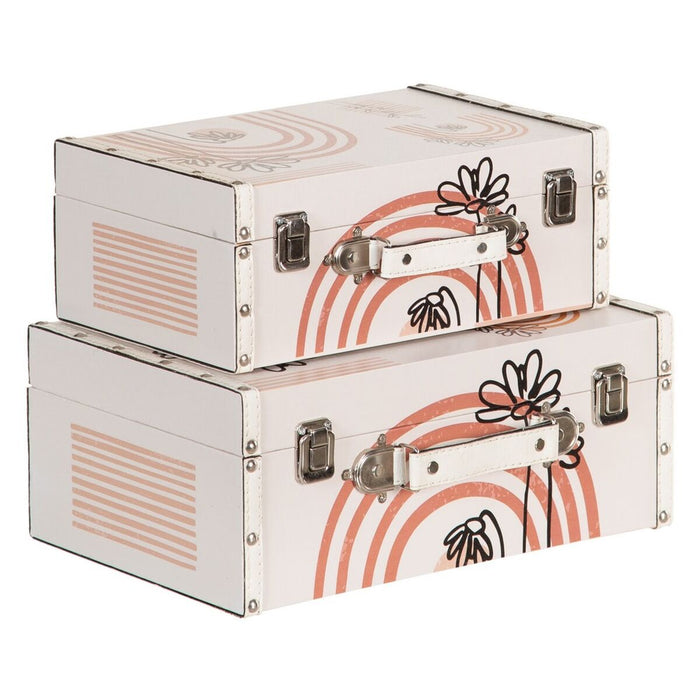 Set de Cufere 34,5 x 24,5 x 14 cm Květiny pânză DMF (2 Piese)