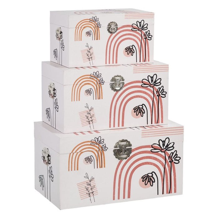 Set de Cufere 65 x 38 x 35 cm Květiny pânză DMF (3 Piese)