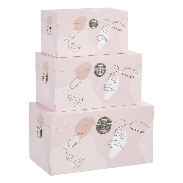 Set de Cufere 65 x 38 x 35 cm pânză DMF (3 Piese)