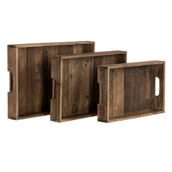 Tavă pentru gustari 48 x 32 x 6 cm Natural Lemn de brad 3 Piese