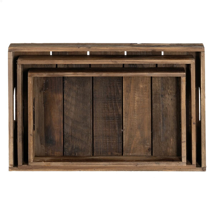 Tavă pentru gustari 48 x 32 x 6 cm Natural Lemn de brad 3 Piese