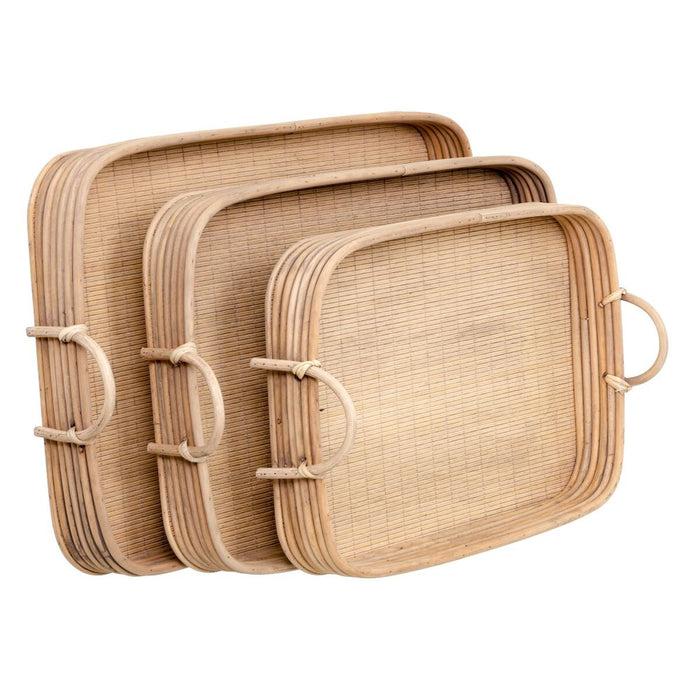 Tavă pentru gustari 64,5 x 42 x 11 cm Natural Ratan 3 Piese