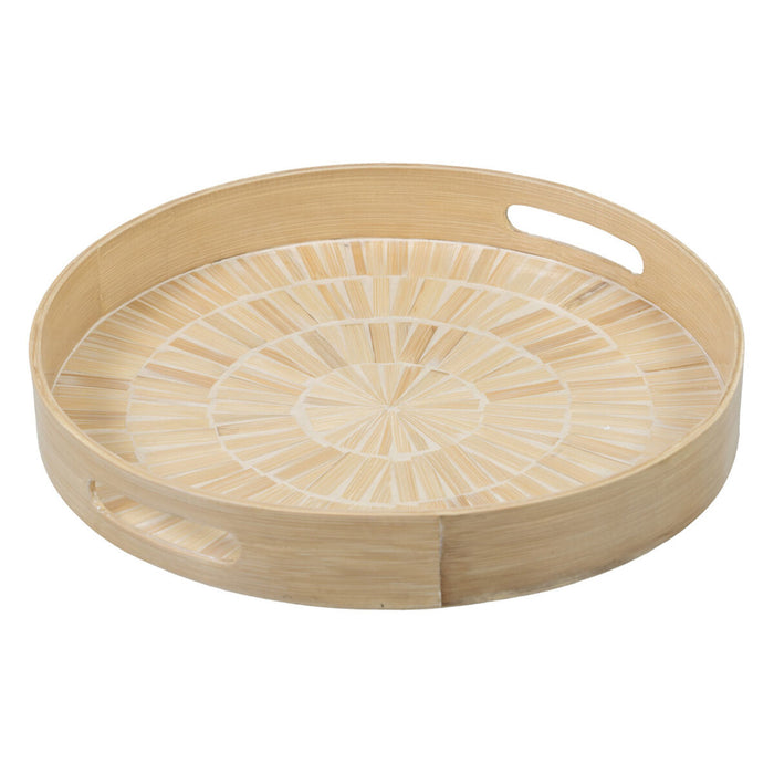 Tavă pentru gustari Bej Bambus 35 x 35 x 5 cm Lemn MDF