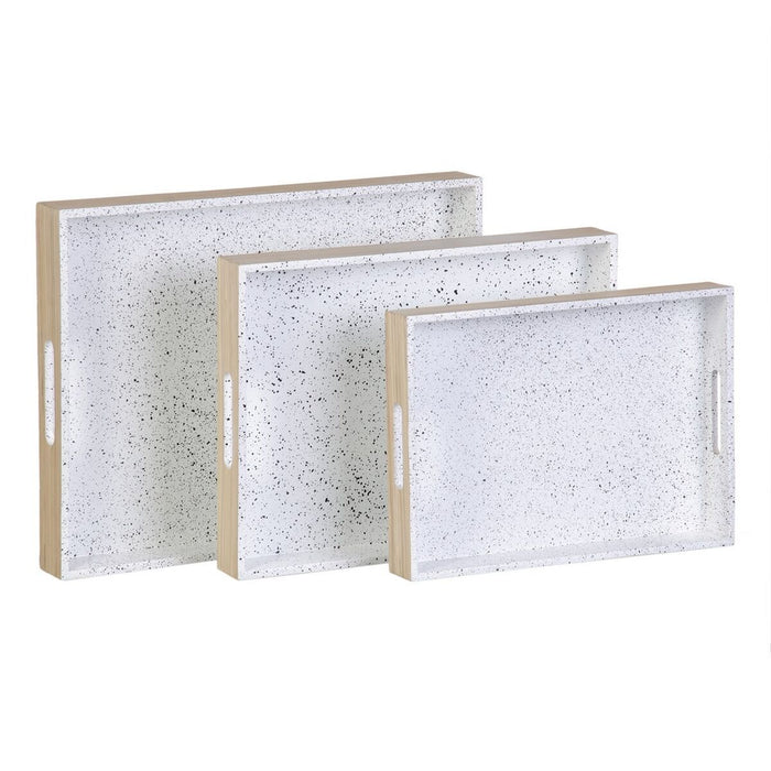 Tavă pentru gustari Natural Alb Bambus 45 x 35 x 5 cm 3 Piese