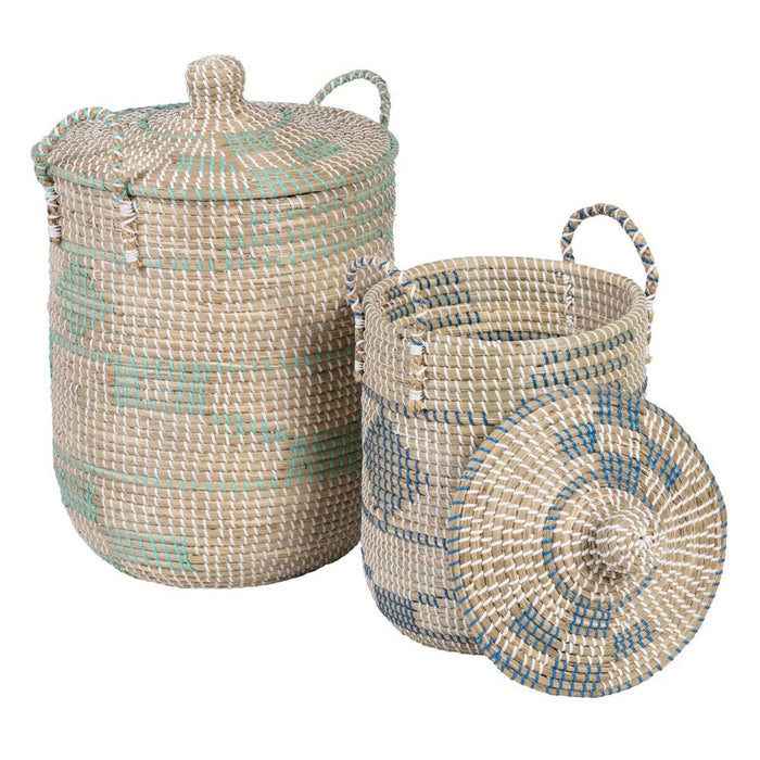 Set de Coșuri Natural Gri Fibră naturală 38 x 38 x 58 cm (2 Piese)