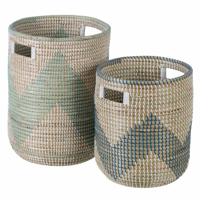 Set de Coșuri 38 x 38 x 50 cm Natural Gri Fibră naturală (2 Piese)