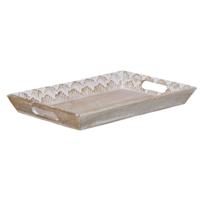 Tavă pentru gustari 45,5 x 30,5 x 5,5 cm Alb Lemn de mango (2 Unități)