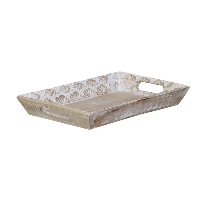 Tavă pentru gustari 45,5 x 30,5 x 5,5 cm Alb Lemn de mango (2 Unități)