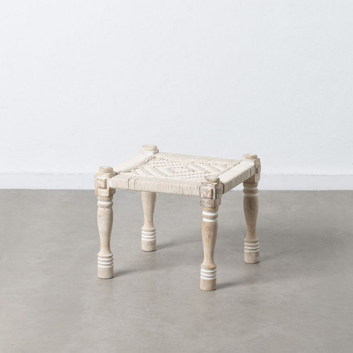 Banchetă 46 x 46 x 40 cm Lemn Въже Alb