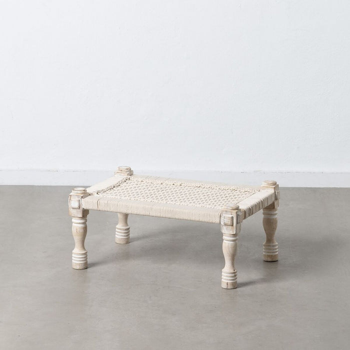 Banchetă 67 x 46 x 27 cm Lemn Въже Alb