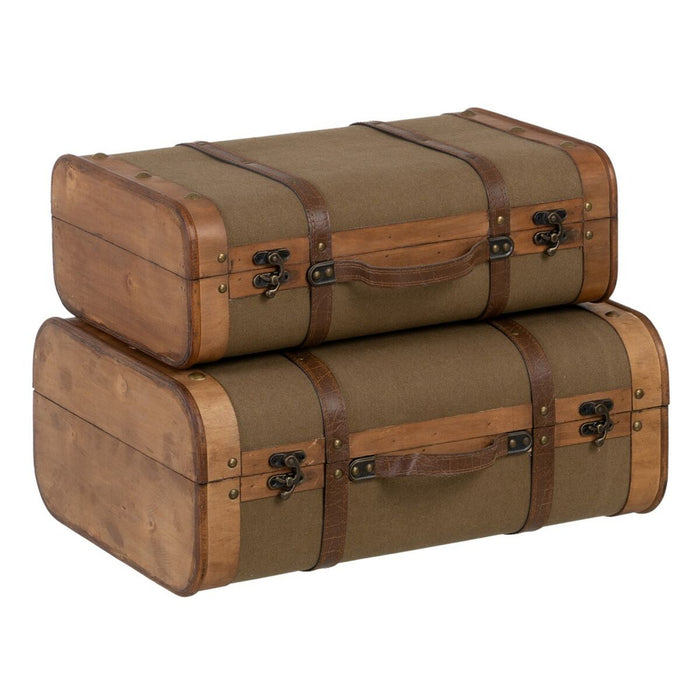 Set de Cufere 50 x 36 x 20 cm Țesut Sintetic Lemn (2 Piese)