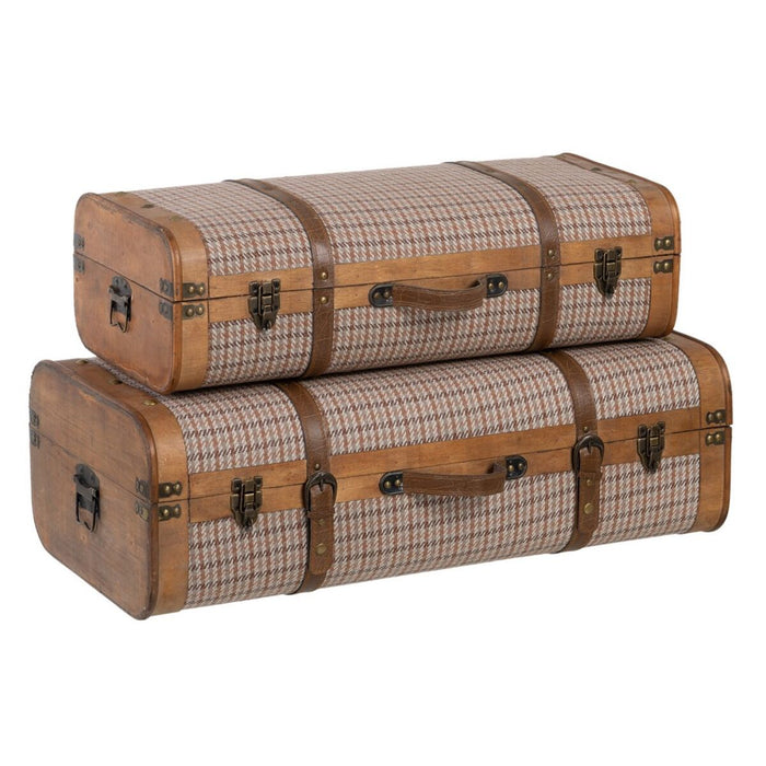 Set de Cufere 80 x 41,5 x 25 cm Țesut Sintetic Lemn Cadre (2 Piese)