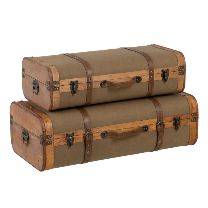 Set de Cufere 80 x 41,5 x 25 cm Țesut Sintetic Lemn (2 Piese)