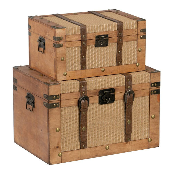 Set de Cufere 45 x 30 x 29 cm Țesut Sintetic Lemn (2 Piese)