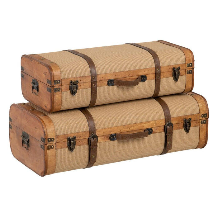 Set de Cufere 80 x 41,5 x 25 cm Țesut Sintetic Lemn (2 Piese)
