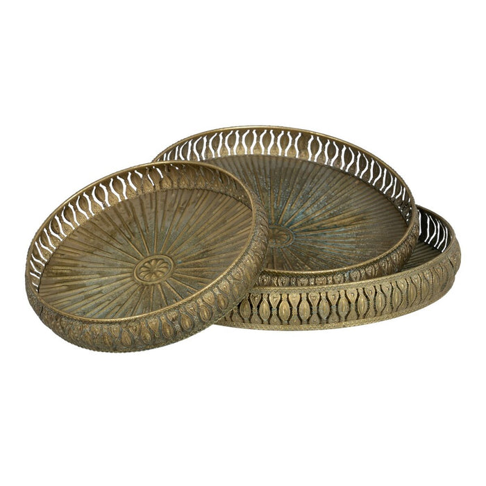Tavă pentru gustari 36,5 x 36,5 x 5 cm Auriu* Metal 3 Piese
