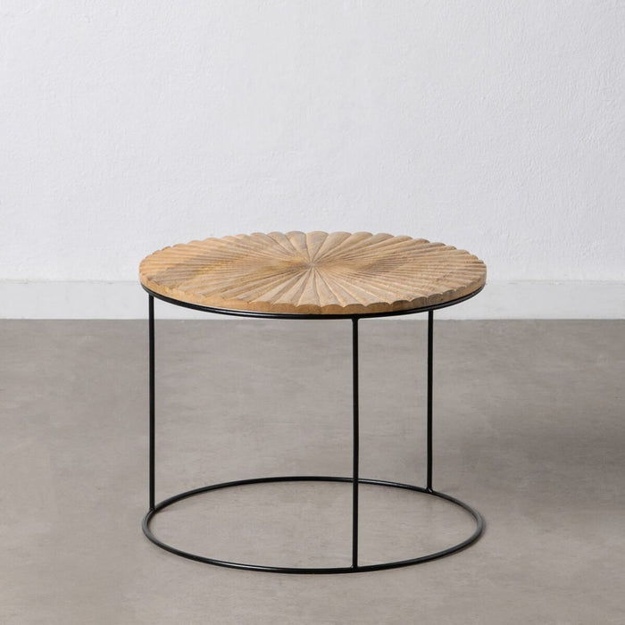 Masa laterală 53 x 53 x 42 cm Natural Negru Metal Lemn
