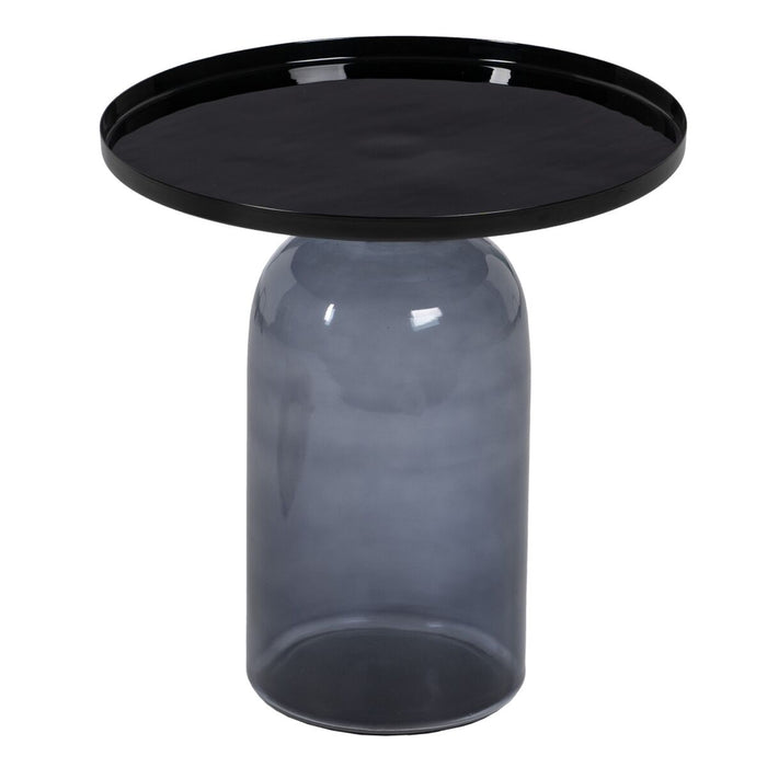 Masa laterală 45 x 45 x 47 cm Geam Negru Gri Metal