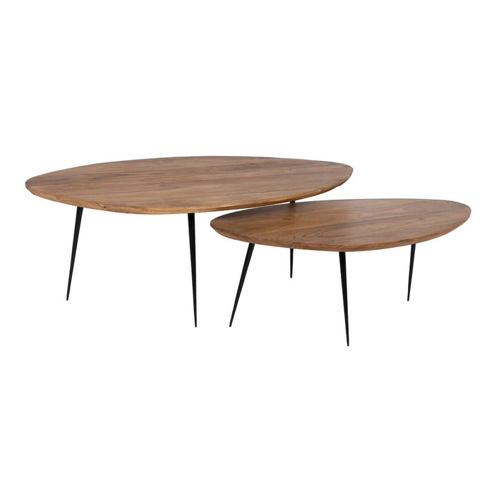 Set de 2 mese Negru Natural 110 x 63 x 40 cm (2 Unități)