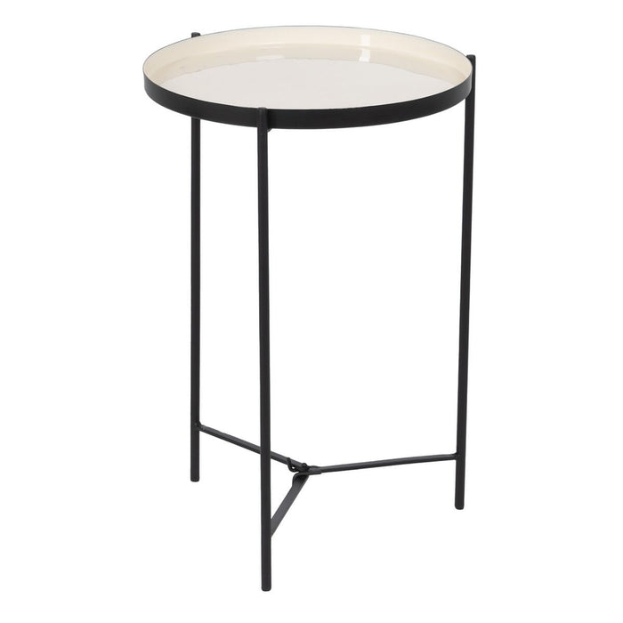 Masa laterală 40,5 x 40,5 x 60,5 cm Negru Crem Fier