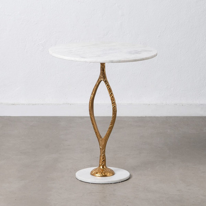 Masa laterală 51 x 51 x 61 cm Auriu* Metal Alb Marmură