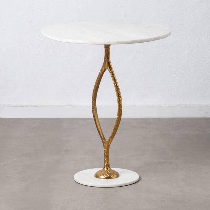 Masa laterală 60 x 60 x 71 cm Auriu* Metal Alb Marmură