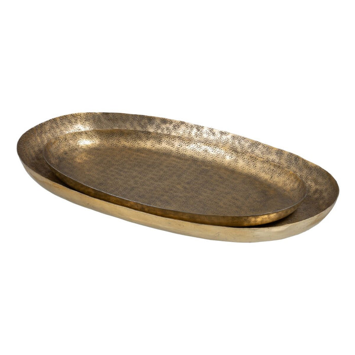 Tavă pentru gustari 67 x 41 x 5 cm Auriu* Aluminiu (2 Unități)