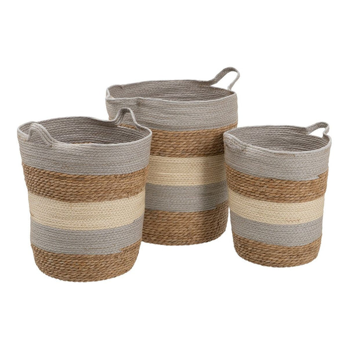 Set de Coșuri Natural Gri Fibră naturală 48 x 48 x 42 cm (3 Piese)