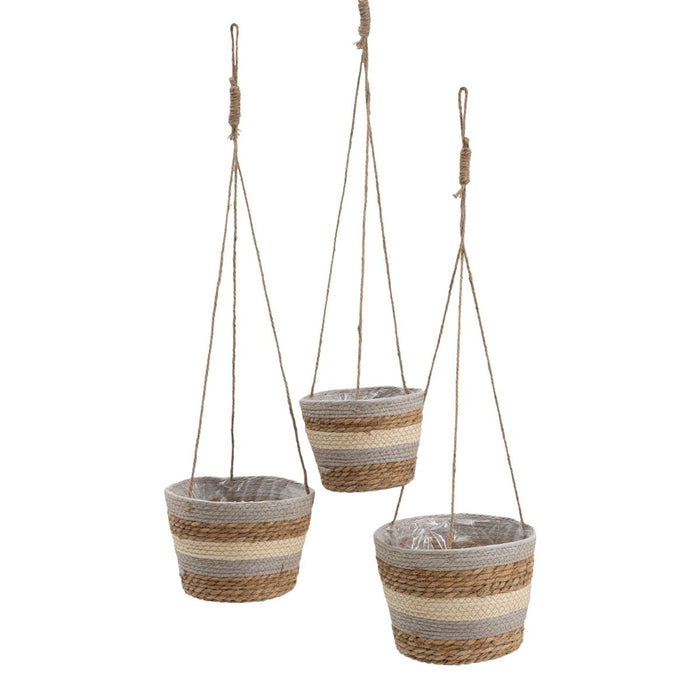 Set de Coșuri Natural Gri Fibră naturală 20 x 20 x 27 cm (3 Piese)