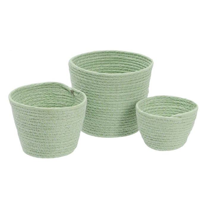 Set de Coșuri Въже 17 x 17 x 20 cm Verde deschis (3 Piese)