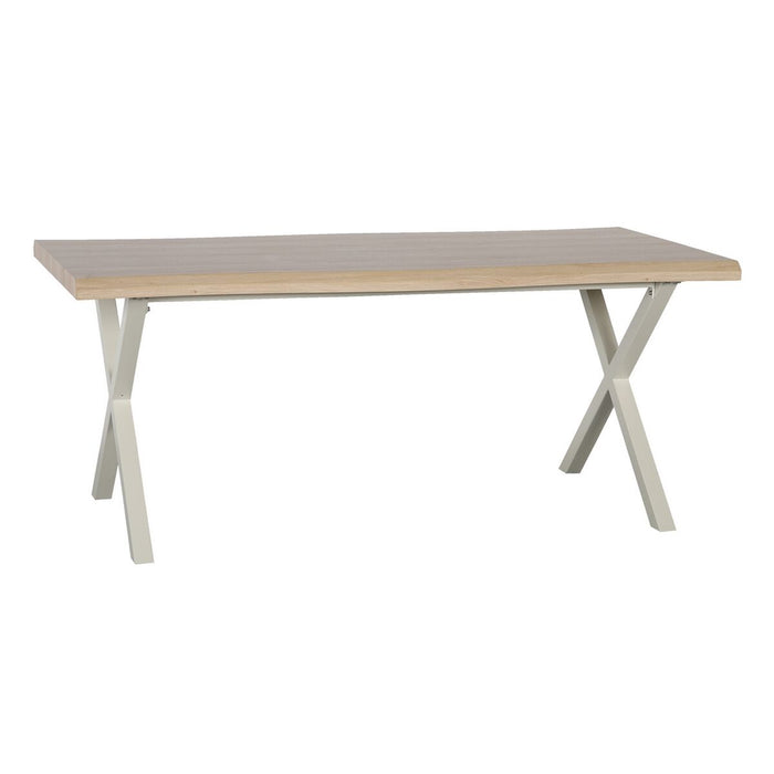 Masă de Sufragerie Natural Metal 180 x 90 x 75 cm Crem DMF